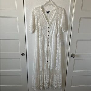 City Chic Lace Button-Down Dress